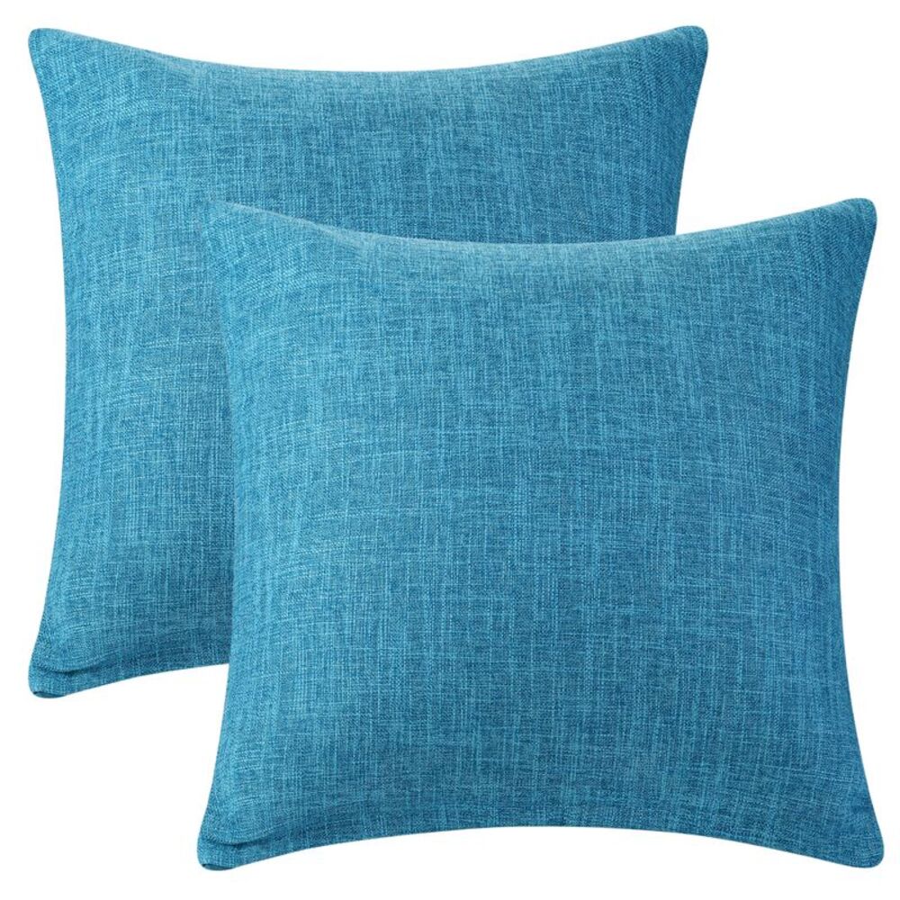 2pcs Throw Pillow Covers Square Sofa Cushion Case 16 x 16 Inch Blue
